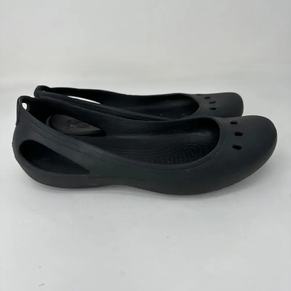 Crocs Kadee Shoes Ballet Flats Cutout Rounded Toe Slip On Black Womens Size 8‎